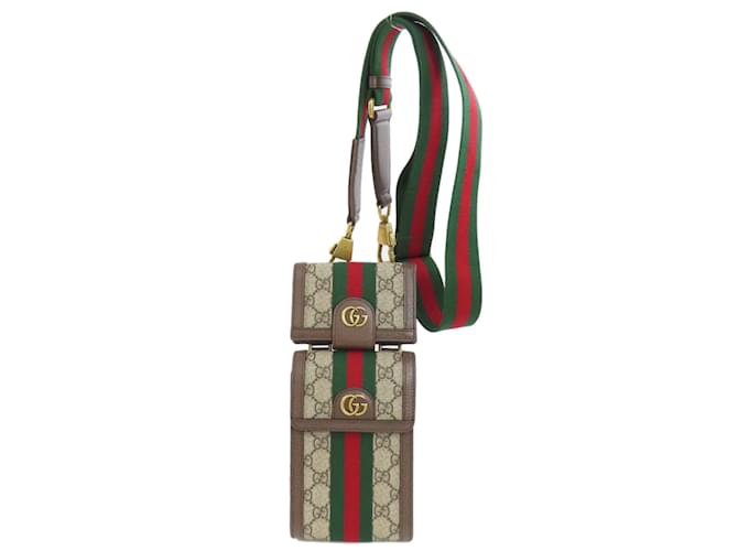 GUCCI 699173 Ophidia Shoulder Bag for Women Brown Beige Plastic