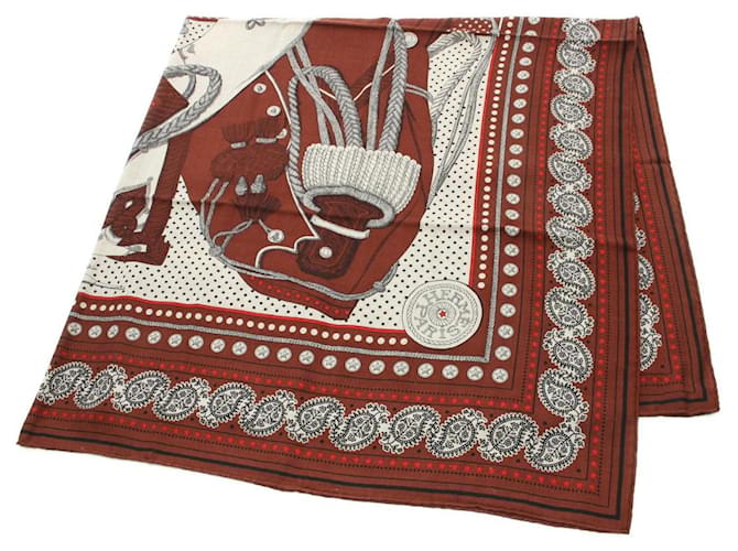 HERMES Caléjean 140 Cashmere x silk Zouaves and Dragons Large scarf Stall shawl blue