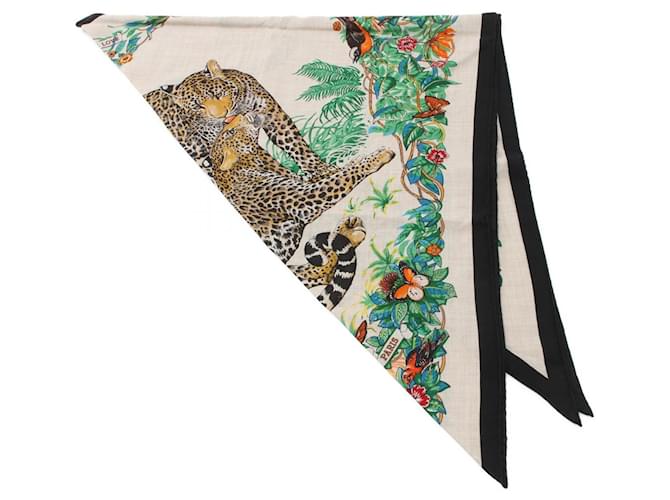 Hermès Hermes Triangle Geant JUNGLE LOVE Scarf Black