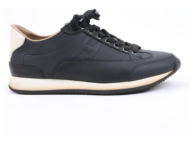 Hermès HERMES Quick Black Leather Sneakers in Size 43