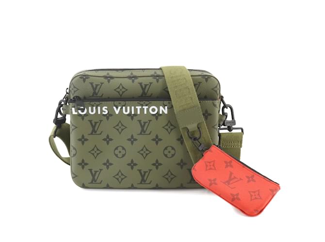 Louis Vuitton Monogram Tone Trio Shoulder Bag Green Khaki Patent