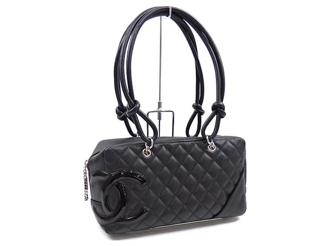 Chanel Cambon Line Bowling Shoulder Bag Black Leather ref.1627254