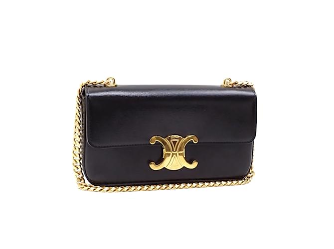 Céline Celine Chain Shoulder Bag for Women Black Leather ref