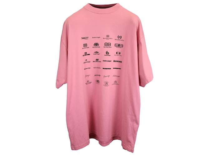 Tシャツ・カットソー BALENCIAGA Pink Cotton Oversize T-Shirt Printed cotton jersey T-shirt in pink - Balenciaga | Mytheresa