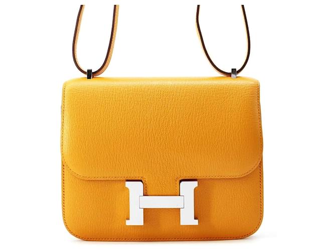 Hermès Bolso de Hombro Hermes Constance Verso Amarillo Mostaza