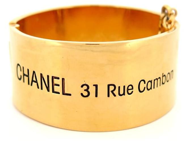VINTAGE CHANEL BRACELET CUFF 31 RUE CAMBON 16CM IN GOLDEN METAL