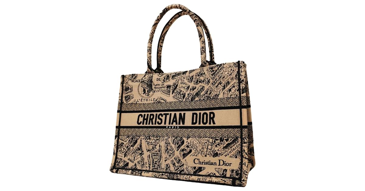 Christian Dior Tote Bag in Beige and Black Cloth ref.1630608
