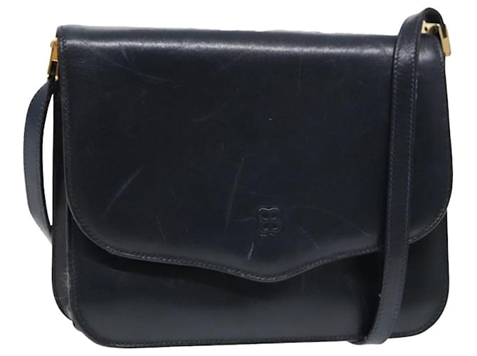 BALENCIAGA Shoulder Bag Leather Navy Gold Auth bs17168 Golden Navy