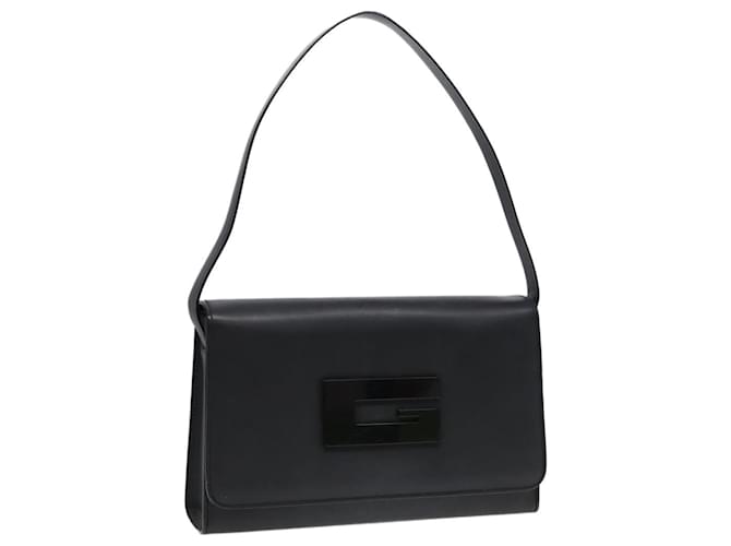 GUCCI Shoulder Bag Leather Black Silver 001 3064 Auth ep5463