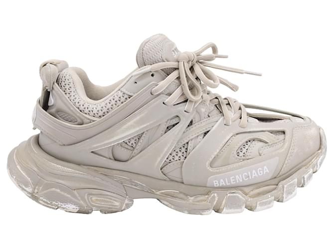 Balenciaga Track Faded Effect Sneakers in Beige Polyurethane