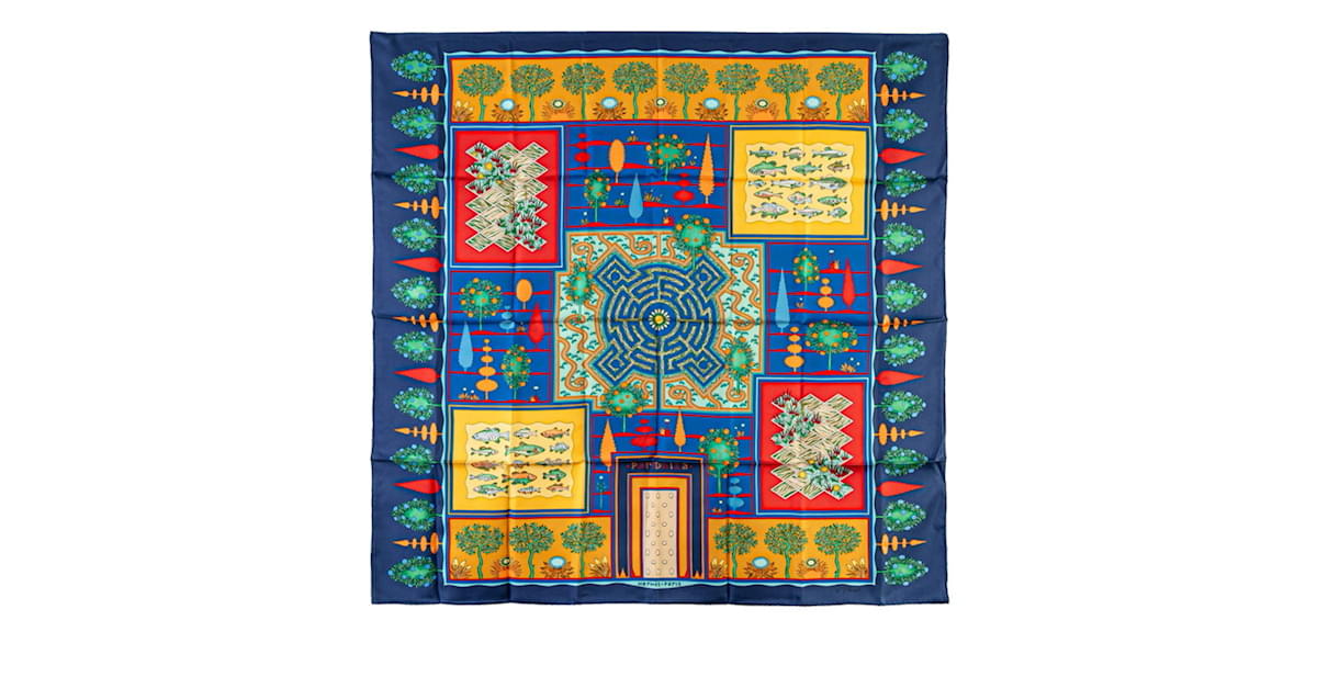 Hermès Hermes Carre 90 Paridaiza Paradise Scarf Blue Multiple colors Yellow  Silk ref.1631688 - Joli Closet