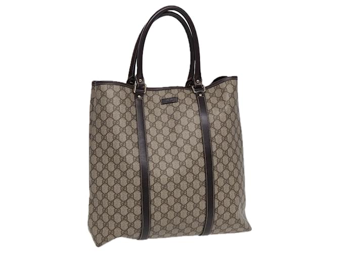 GUCCI GG Supreme Tote Bag PVC Beige Gold 223668 Auth ki4895 Golden