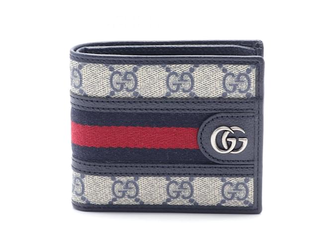 GUCCI Ophidia GG Supreme Bi-fold Wallet Red Beige Navy blue GUCCI Ophidia GG Supreme Bi-fold Wallet Red Beige Navy blue