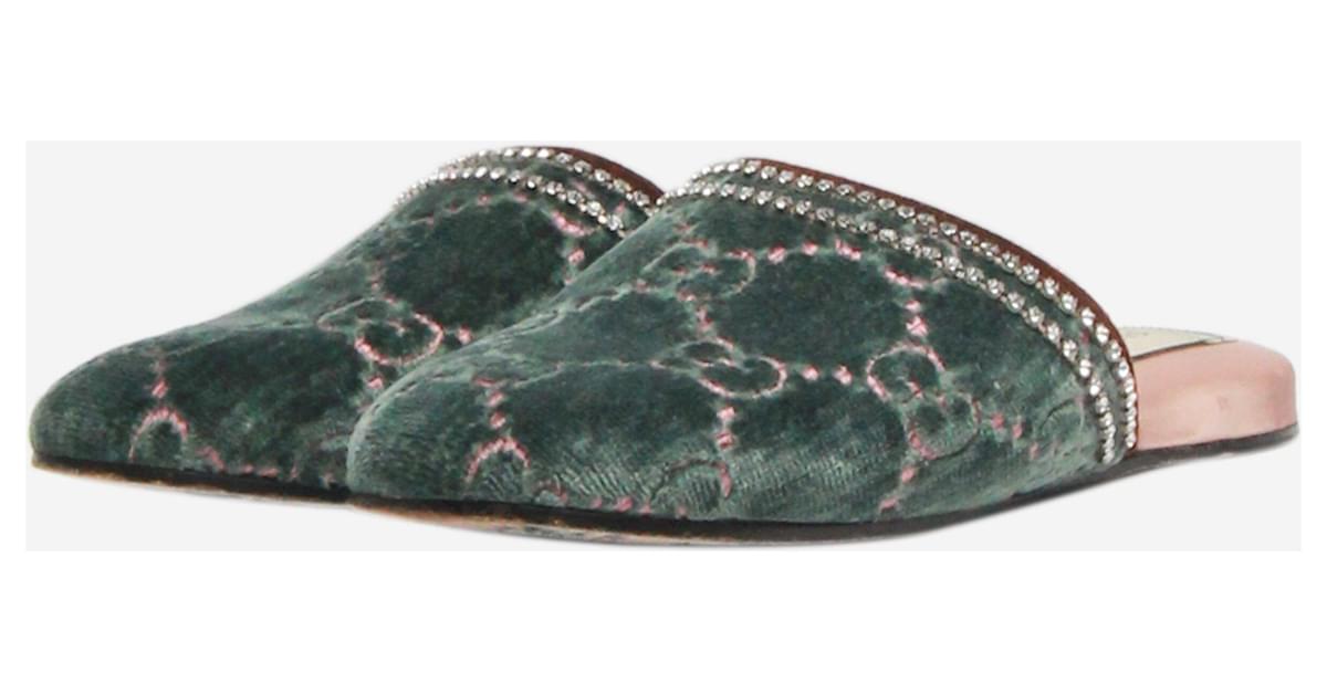 Gucci green velvet slippers online