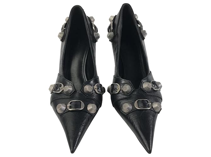 Balenciaga Cagole Pump Sz 39 Black Leather ref.1639258
