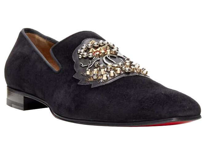 Christian Louboutin Ecupump Flat Black Suede Studded Cl  display picture 1