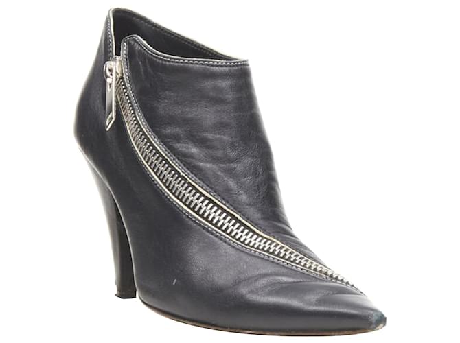 Céline Old Celine Phoebe Philo Black Leather Twist Silver Zip Cone