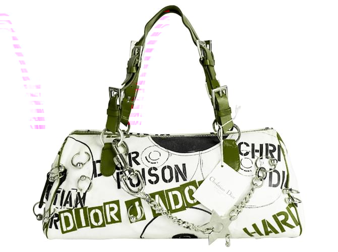 Christian Dior Hardcore Pierced Boston Bag White Leather ref