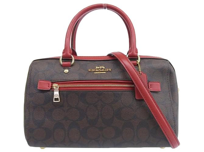 Coach Signature Mini Boston Bag 2WAY Handbag PVC Leather