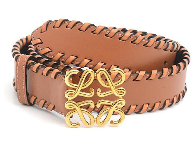 Cintura Loewe Anagram in vitello marrone chiaro Pelle ref  display picture 2