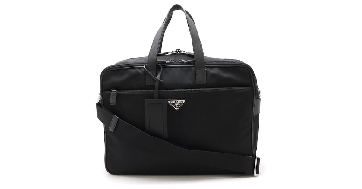 Prada Nylon Leather Business Bag Briefcase 2VE407 Black Cloth ref.1650939 Joli Closet