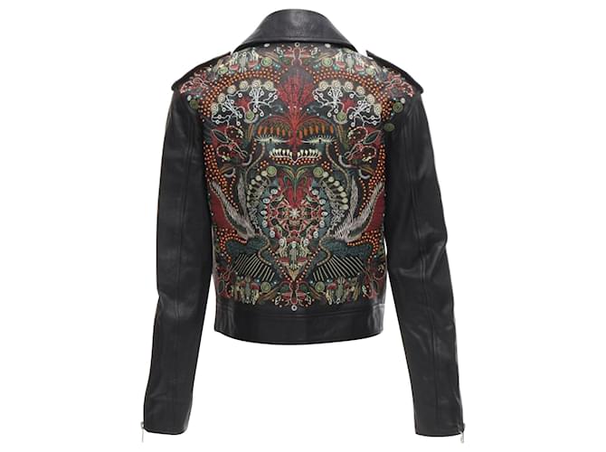 CHRISTIAN DIOR black goatskin leather bead embroidery back