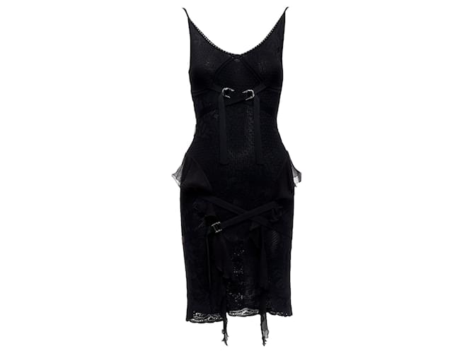 ワンピース Christian Dior SS2003 Bondage Dress CHRISTIAN DIOR John Galliano black CD logo bondage floral