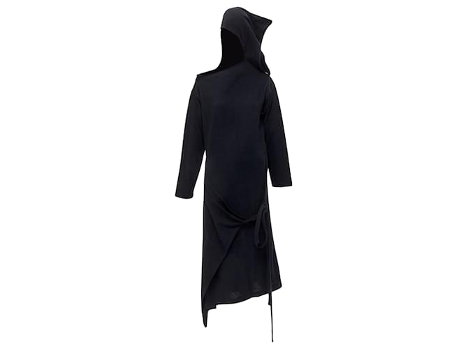 Rare Comme Des Garcons 1980'S Vintage Black Asymmetric Neckline Hooded Dress  M (Sold)
