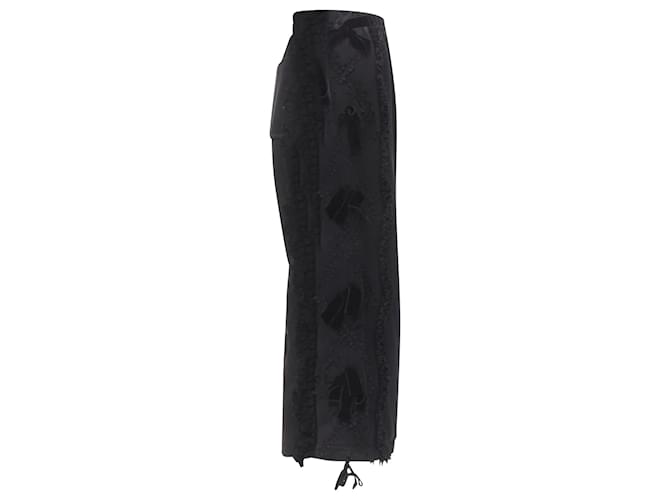 Comme Des Garcons Pantalon large noir à volants en velours floral avec