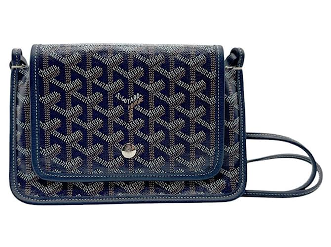 Goyard Pochette Shoulder Bag Brown White Navy blue Leather Plastic