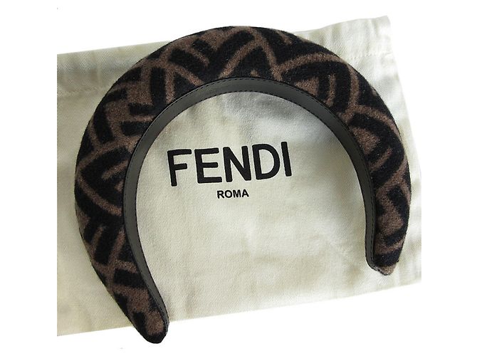 Fendi Zucca Fabric Headband Brown Black ref.JC1662421 (Sold 