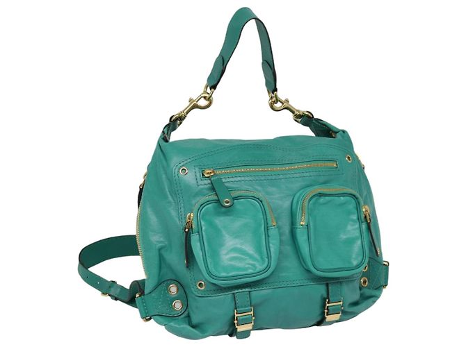 GUCCI Backpack Leather Green Gold Auth ki4889 Golden ref  display picture 1