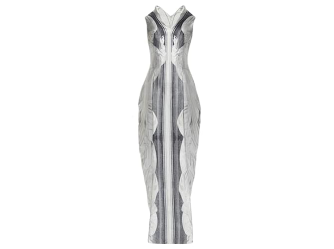 Alexander Mcqueen Angels Demons Runway Jacquard Draped Gown Grey Silk  ref.JC1665498 (Sold) - Joli Closet