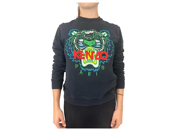 HOT Kenzo Tiger Pull Kenzo Noir Et Bleu Kenzo Pull Tigre Coton