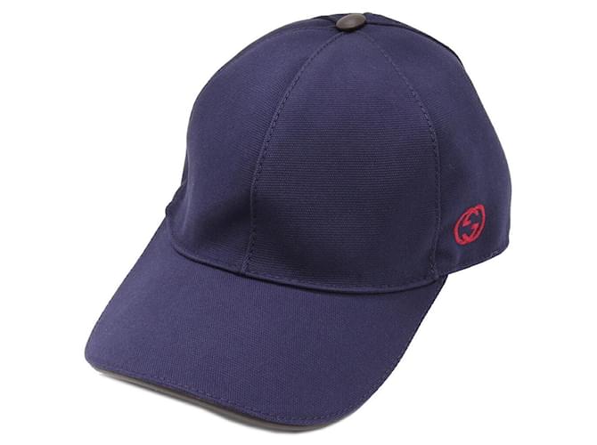 Gucci Canvas Interlocking GG Baseball Cap 387554 4H010 Navy blue