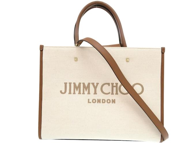 Jimmy Choo Canvas Logo トート エクルベージュ ショッパー付 Jimmy Choo canvas ユニセックス ロゴ入りTote
