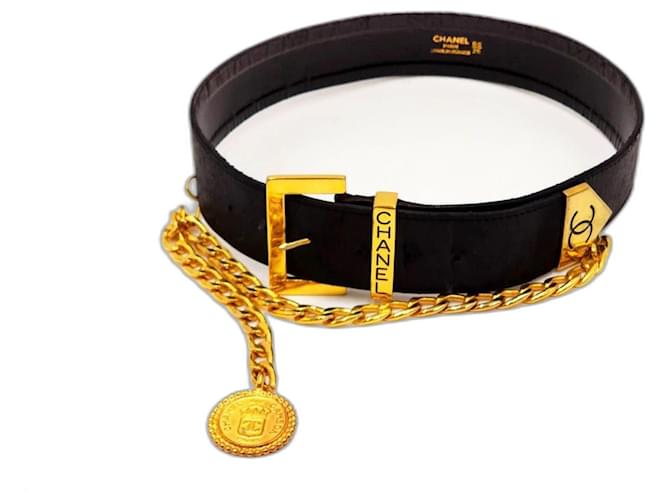 Chanel Vintage Karl Lagerfeld Leather and Medallion Belt