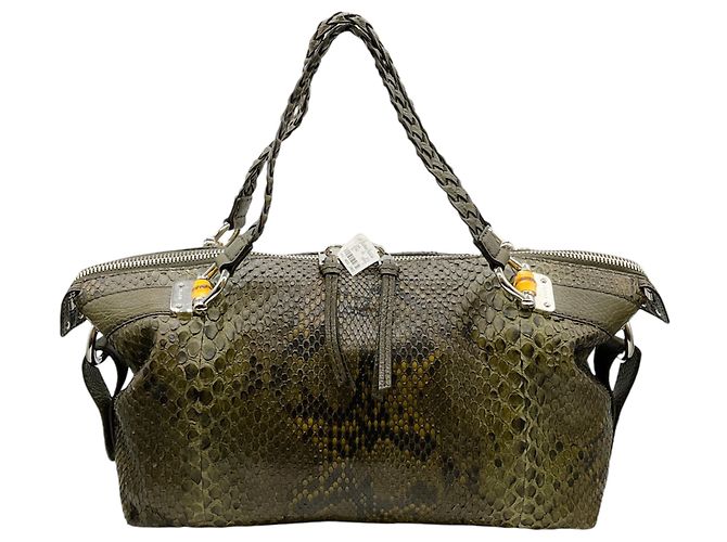 Gucci Green Python Bag Gucci Green Python Bamboo Bar Bag Exotic leather ref.1675154 - Joli Closet