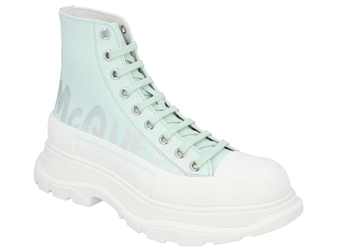 Alexander McQueen Tread Slick Boots 'Light Green Graffiti