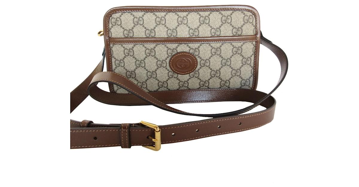 ショルダーバッグ・ポシェット GUCCI GG Supreme shoulder bag leather B.EB/N.ACERO/VRV GUCCI GG Supreme Monogram Textured Dollar Calfskin Web Small