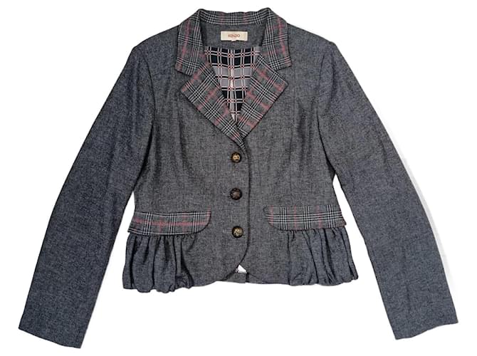Giacca vintage Kenzo da donna in lana grigia Grigio Viscosa ref
