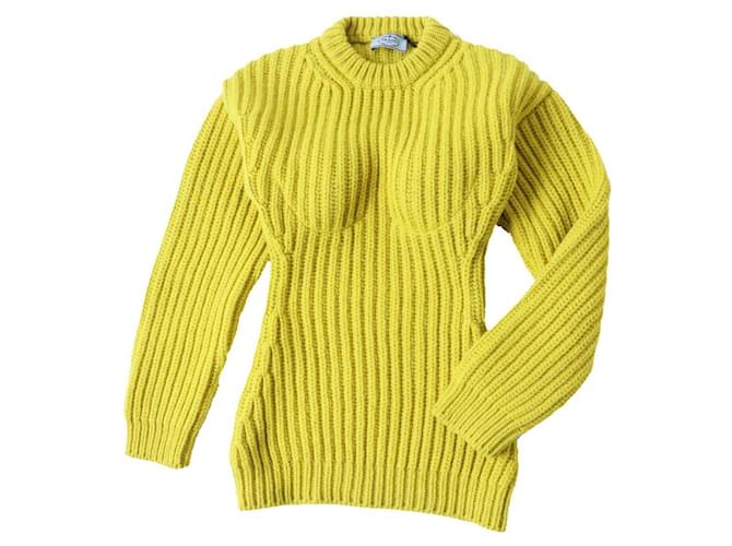 Prada Wool Crew Neck Sweater P24Q1L Yellow Mustard ref.1682759