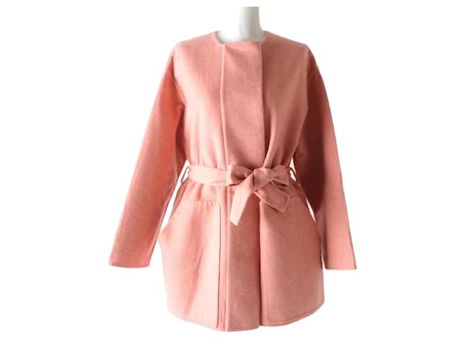 Hermès HERMES Cashmere Double-Face Coat Pink 40 Women ref