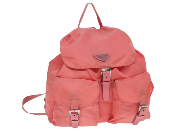PRADA Backpack Nylon Pink Silver Auth 90750 Silvery ref  display picture 2