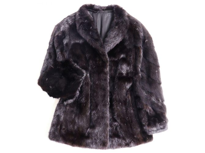 Manteau Court En Vison Véritable Marron - Marque Saga - Taille M - Très Bon état Occasion