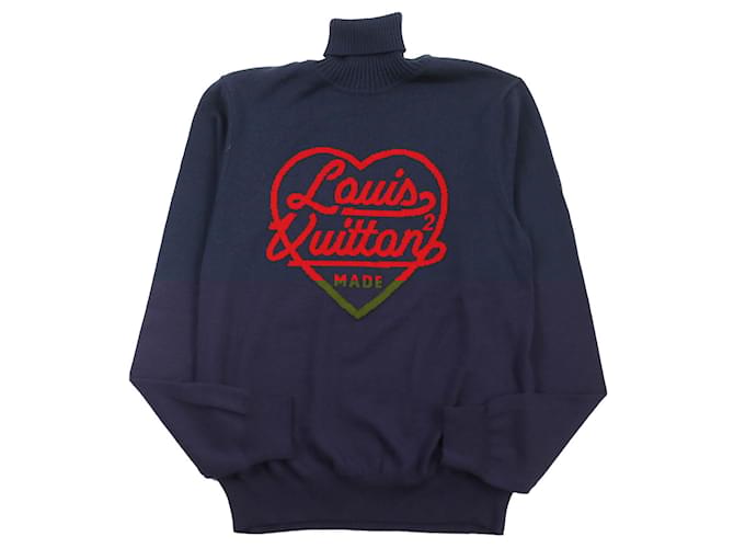 Louis Vuitton Wool Heart Turtleneck Sweater XS Navy blue ref