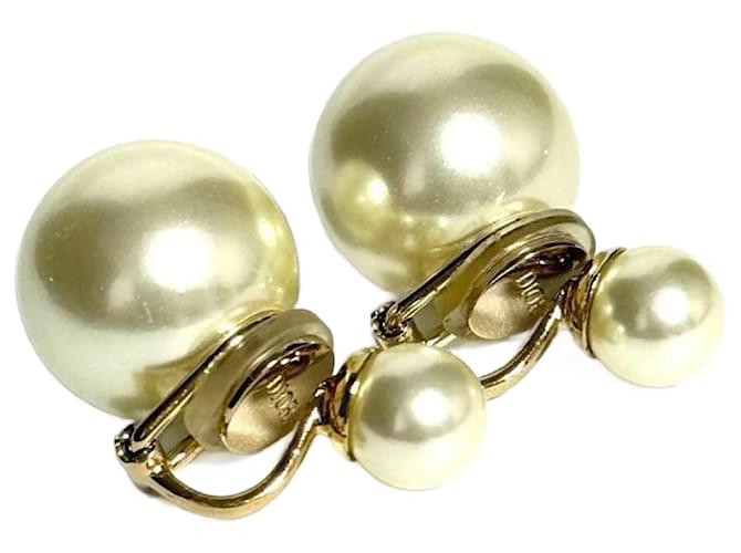 Christian Dior Women's Tribal Clip Earrings Metal Pearl ref