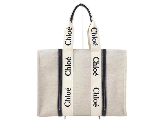 Chloé Chloe Woody Large Tote Bag White Blue Cloth ref
