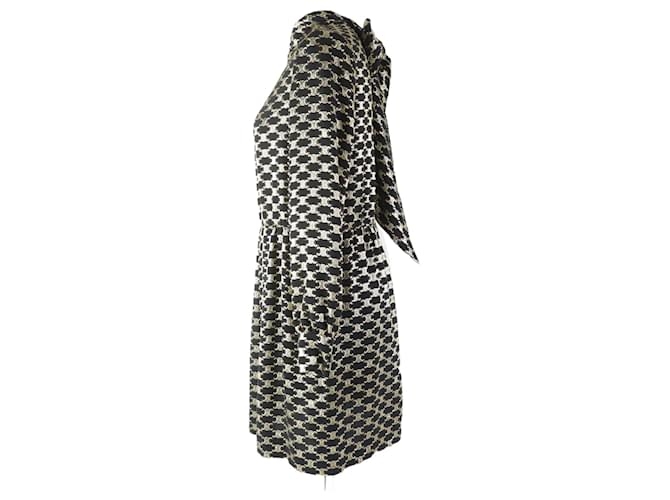 Céline Celine Silk Ribbon Long Sleeve Dress Black Gold Cloth ref.JC1706017  (Sold)