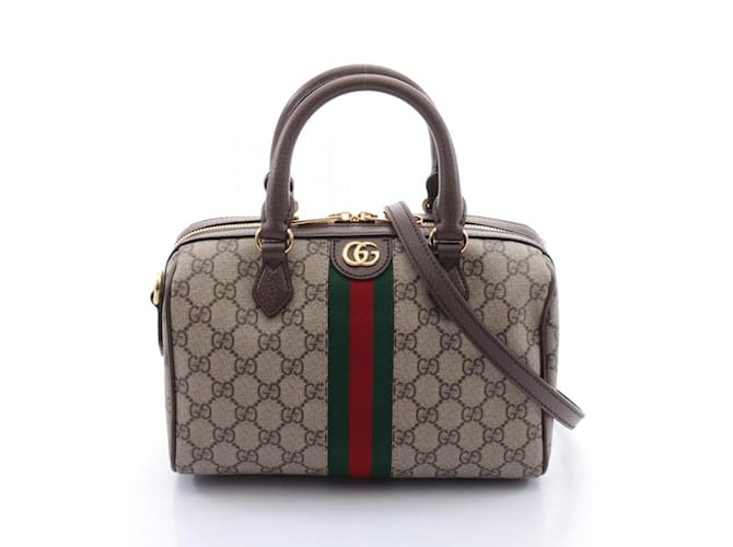 Gucci Ophidia GG Supreme Small Handbag Brown Beige Leather Plastic